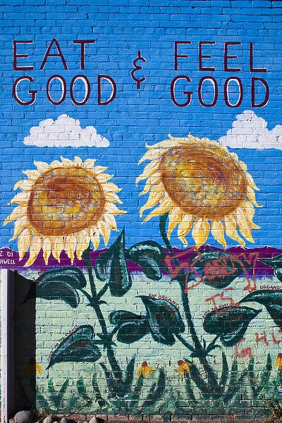 USA, Colorado, Salida, eat organic building mural