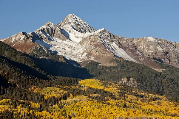 USA, Colorado, San Juan Mountains. Landscape of Wilson Peak on an autumn morning