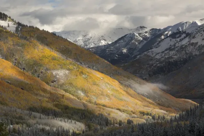 Framed Print : USA, Colorado, San Juan Mountains. Red Mountain Pass after autumn snowfall. Credit as