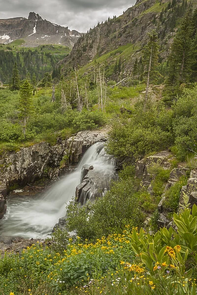 USA, Colorado, San Juan Mountains. Waterfall in Yankee Boy Basin