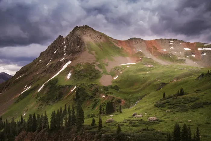Framed Print : USA, Colorado, San Juan Mountains. Green mountain tundra and summer storm clouds. Credit as Framed Print : USA, Colorado, San Juan Mountains. Green mountain tundra and summer storm clouds. Credit as