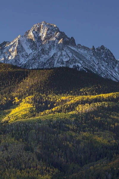 USA, Colorado, San Juan Mountains. Mt. Sneffels and autumn landscape