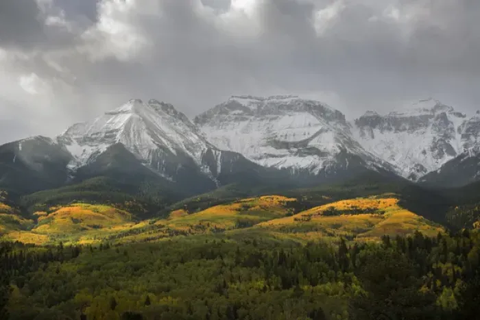 Framed Print : USA, Colorado, Sneffels Range. Morning snow clouds over mountain landscape. Credit as Framed Print : USA, Colorado, Sneffels Range. Morning snow clouds over mountain landscape. Credit as