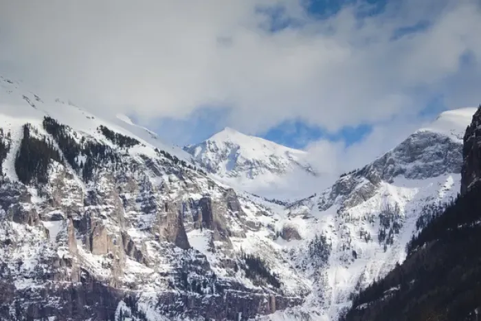 Framed Print : USA, Colorado, Telluride, Ajax Peak, winter