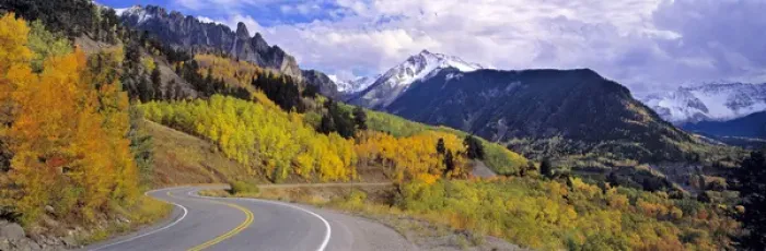 Framed Print : USA, Colorado, Telluride. Highway 145 twists through the San Juan Mountains near Telluride Framed Print : USA, Colorado, Telluride. Highway 145 twists through the San Juan Mountains near Telluride