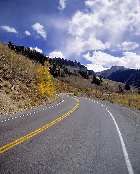 USA, Colorado, Telluride. This mountain highway winds through the Telluride area of Colorado