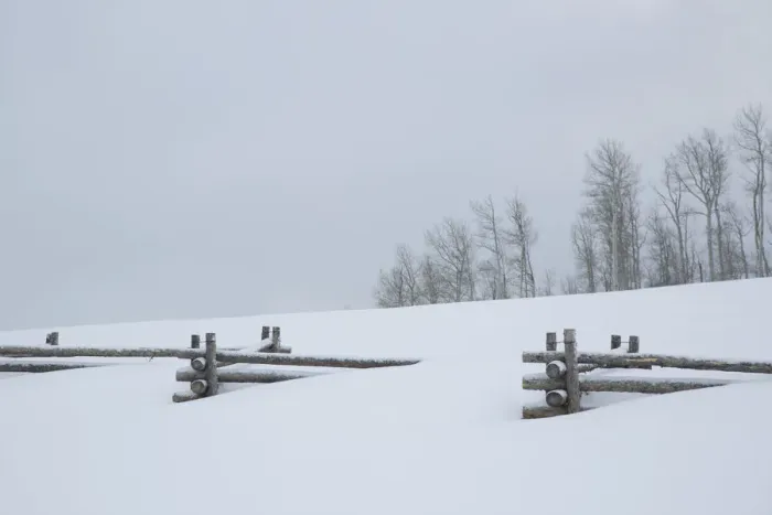Framed Print : USA, Colorado, Uncompahgre National Forest. Fence buried in deep snow. Credit as Framed Print : USA, Colorado, Uncompahgre National Forest. Fence buried in deep snow. Credit as