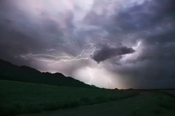 Framed Print : USA, Colorado, Upper Arkansas River Valley. Lightning storm over mountain. Credit as Framed Print : USA, Colorado, Upper Arkansas River Valley. Lightning storm over mountain. Credit as