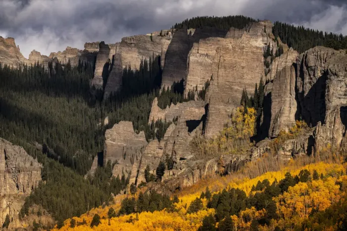 Framed Print : USA, Colorado, West Elk Mountains. Sunrise storm clouds above mountain and forest in autumn Framed Print : USA, Colorado, West Elk Mountains. Sunrise storm clouds above mountain and forest in autumn