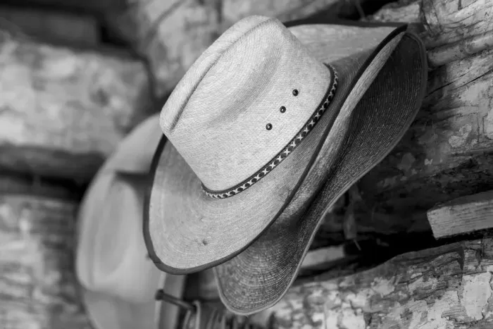 Framed Print : USA, Colorado, Westcliffe. Music Meadows Ranch. Tack room, cowboy hat detail. (PR) Framed Print : USA, Colorado, Westcliffe. Music Meadows Ranch. Tack room, cowboy hat detail. (PR)