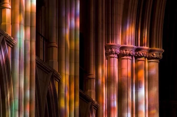 USA, DC, Washington, Washington National Cathedral, colorful stone columns