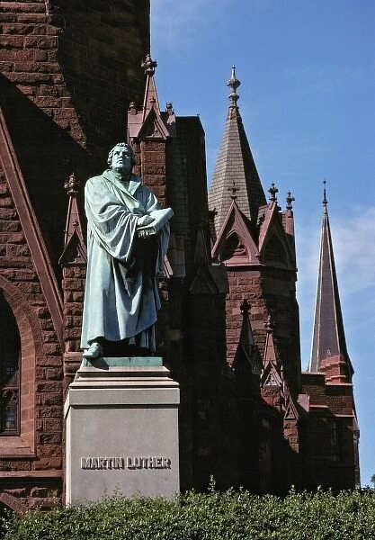 USA, District of Columbia. The imposing statue of Martin Luther gazes skyward at