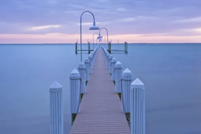 Framed Print : USA, FL, Captiva, Private Dock at Dawn Framed Print : USA, FL, Captiva, Private Dock at Dawn