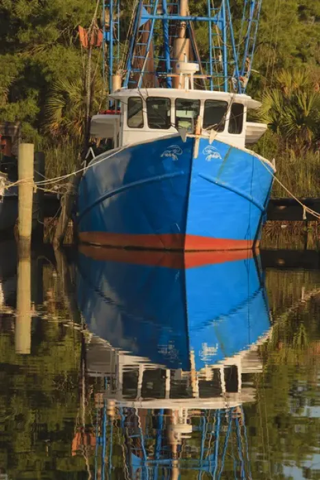 Framed Print : USA; Florida; Apalachicola; Shrimp boat docked at Apalachicola