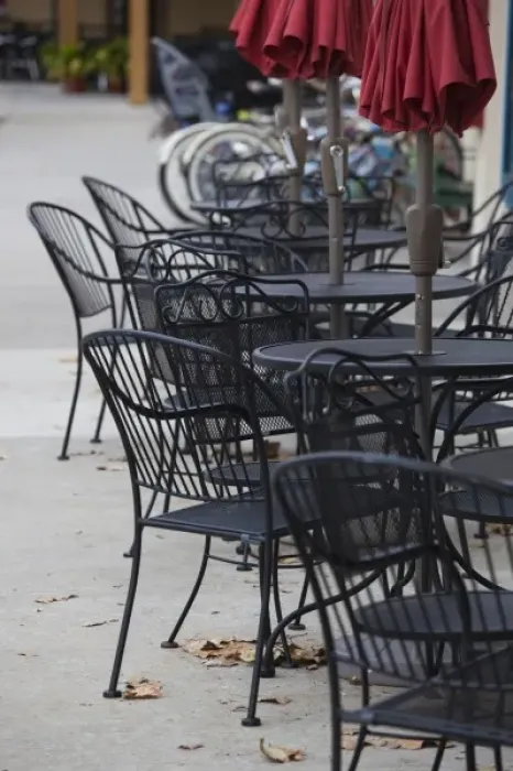 Framed Print : USA, Florida, Celebration, cafe tables