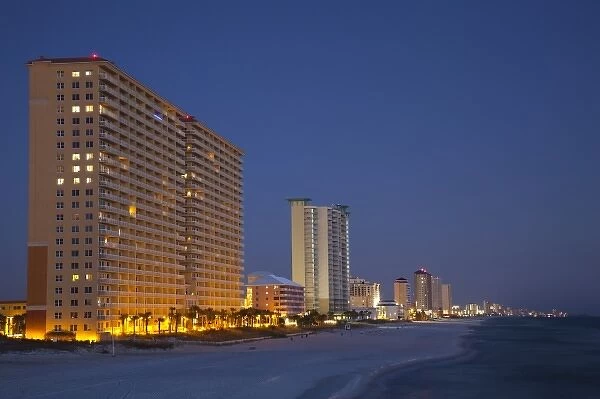 USA, Florida, Florida Panhandle, Panama City Beach, skyline from the Dan Russell City Pier