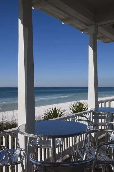USA, Florida, Florida Panhandle, Seaside, beach pavillion, chairs