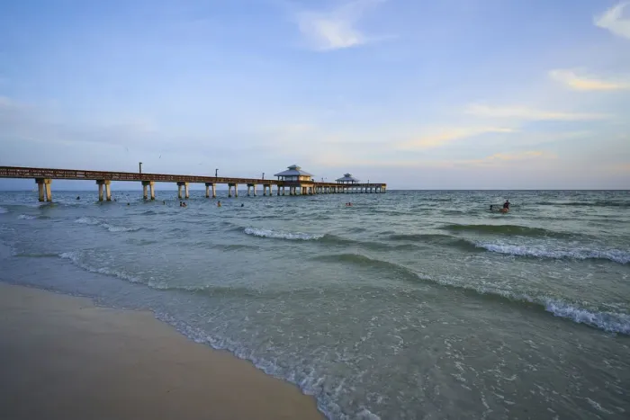 Framed Print : USA, Florida, Fort Myers Beach. Fort Myers Beach Pier at sunset Framed Print : USA, Florida, Fort Myers Beach. Fort Myers Beach Pier at sunset