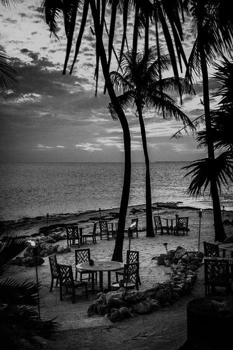 Framed Print : USA, Florida, Little Palm Island. Dinner on the beach. (Editorial Use Only)