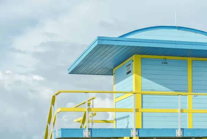 Framed Print : USA, Florida, Miami Beach. Colorful lifeguard station