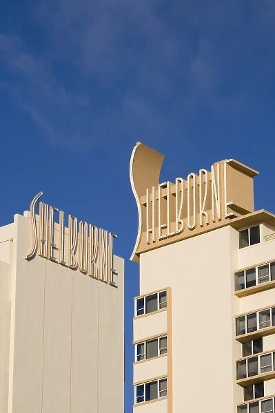 USA, Florida, Miami Beach: South Beach Art Deco Hotels, Shelburne Hotel Sign