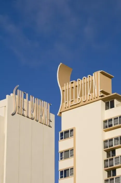 Framed Print : USA, Florida, Miami Beach: South Beach Art Deco Hotels, Shelburne Hotel Sign