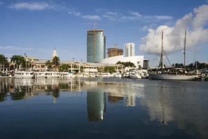 Framed Print : USA, Florida, Miami: Downtown from Bayside Marketplace / Morning Framed Print : USA, Florida, Miami: Downtown from Bayside Marketplace / Morning