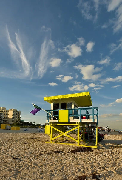 USA, Florida, Miami, South Beach. Lifeguard station on South Beach