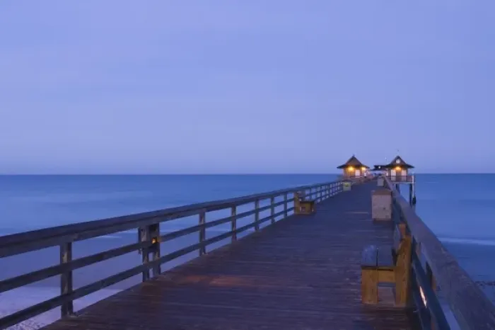 Framed Print : USA, Florida, Naples: Naples Pier  /  Dawn