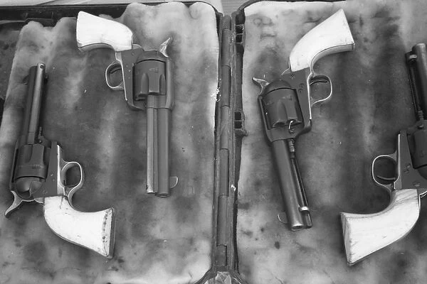 USA, Florida, Plant City, Guns on display for a Cowboy Mounted Shooting compeition