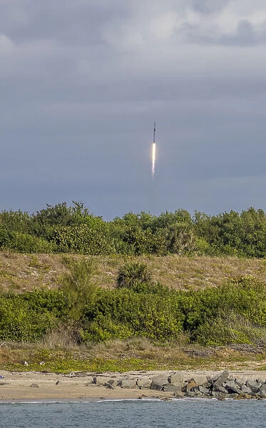 USA, Florida, Port Canaveral. A Space X rocket being launched from Cape Canaveral