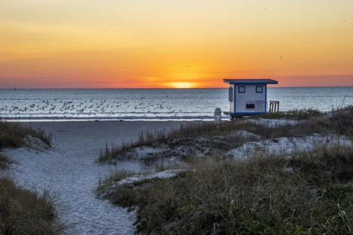 Framed Print : USA, Florida, Port Canaveral. Sunrise over the Atlantic