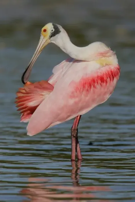 Framed Print : USA, Florida, Tampa Bay, Alafaya Banks. Roseate spoonbill stands in water preening feathers Framed Print : USA, Florida, Tampa Bay, Alafaya Banks. Roseate spoonbill stands in water preening feathers