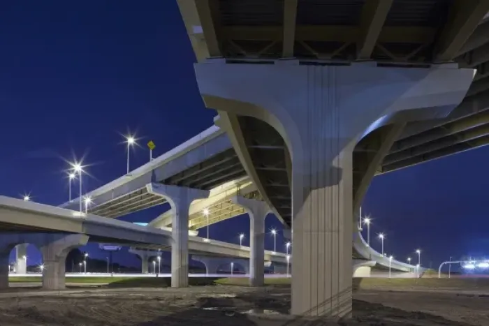 Framed Print : USA, Florida, Tampa, Expressway bridges near Tampa International Airport at night