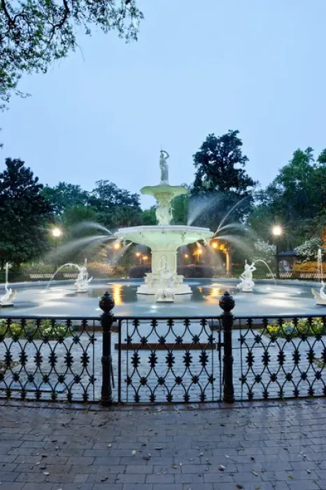 Framed Print : USA, GA, Savannah, Forsyth Park, Forsyth Fountain at Dawn Framed Print : USA, GA, Savannah, Forsyth Park, Forsyth Fountain at Dawn