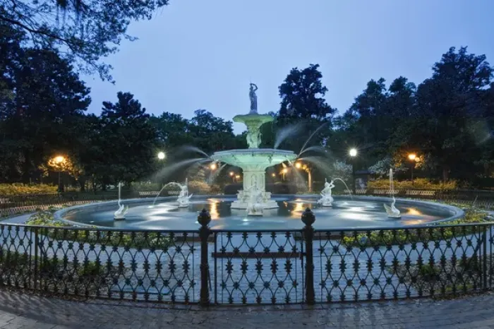 Framed Print : USA, GA, Savannah, Forsyth Park, Forsyth Fountain at Dawn Framed Print : USA, GA, Savannah, Forsyth Park, Forsyth Fountain at Dawn