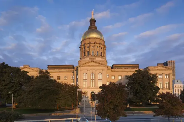 Framed Print : USA, Georgia, Atlanta, Georgia State Capitol Building, state house, dawn, exterior
