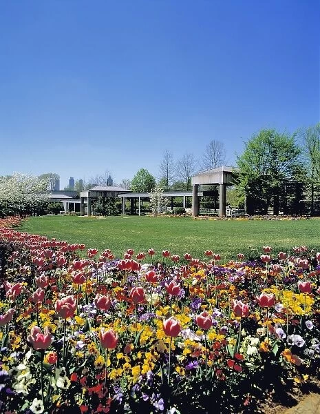 USA, Georgia, Atlanta. Visitors enjoy the beautiful flowers at the Botannical Gardens in Atlanta
