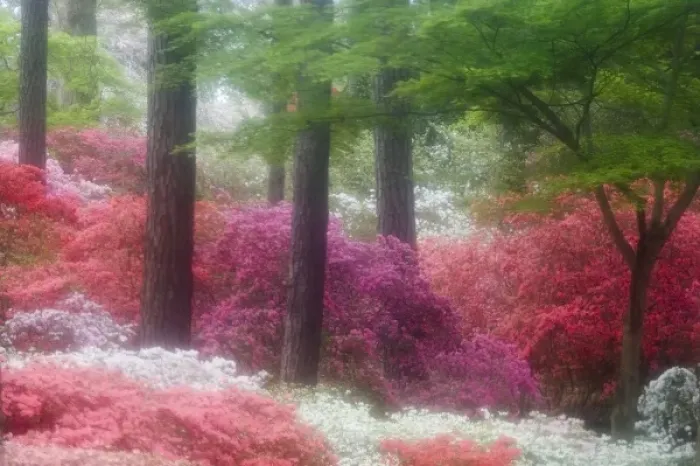 Framed Print : USA; Georgia; Pine mountain. Azaleas at Callaway Gardens in the spring Framed Print : USA; Georgia; Pine mountain. Azaleas at Callaway Gardens in the spring