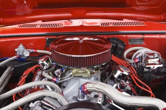 Framed Print : USA, Georgia, Savannah, Engine of car at car show