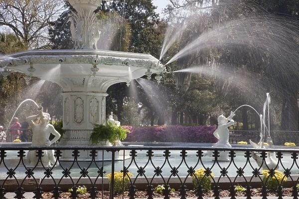 USA, Georgia, Savannah, Forsyth Park fountain, detail