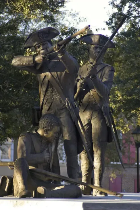 Framed Print : USA, Georgia, Savannah, historic district, Haitian monument in Franklin Square