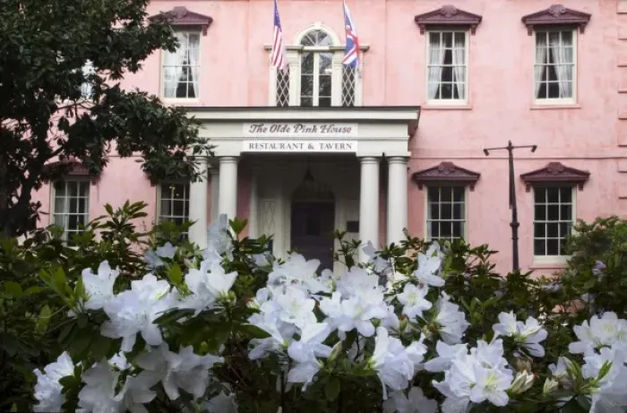 Framed Print : USA, Georgia, Savannah, The Historic Ole pink House in the spring