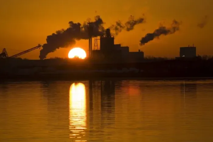 Framed Print : USA; Georgia; Savannah. Industry along the Savannah River at dawn Framed Print : USA; Georgia; Savannah. Industry along the Savannah River at dawn
