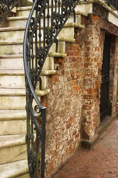 USA; Georgia; Savannah. Old brick on home in Historic District. (PR)