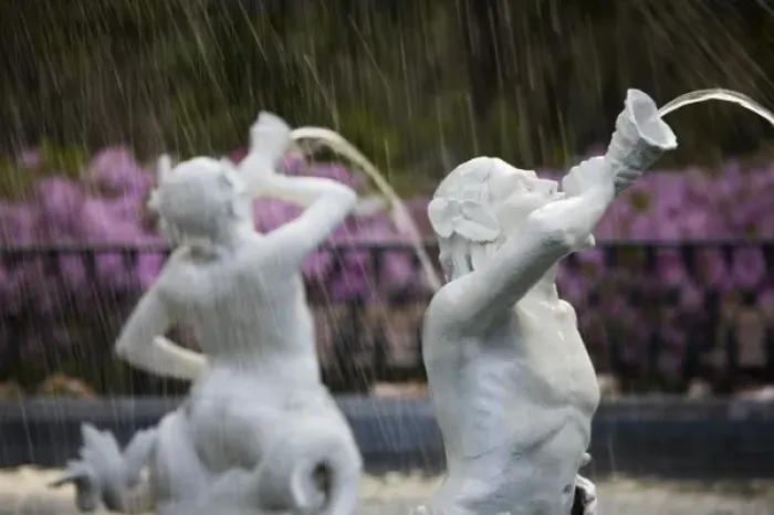 Framed Print : USA; Georgia; Savannah. Staue of Tritons at the fountain in Forsyth Park