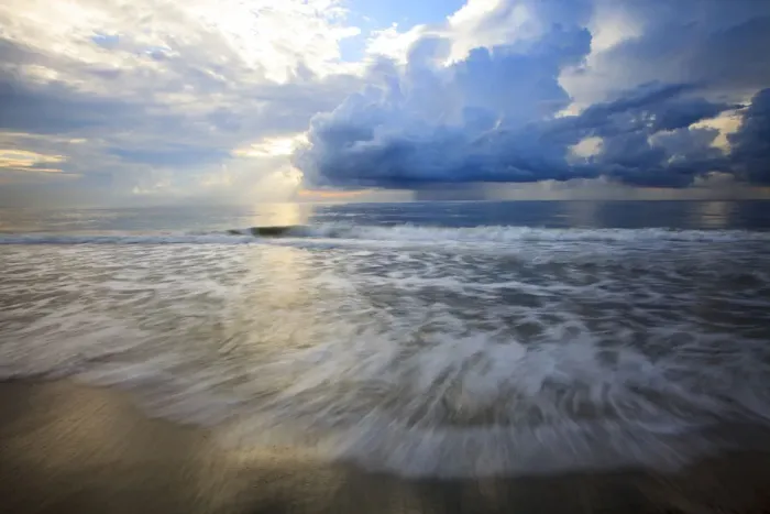 Framed Print : USA, Georgia, Tybee Island, Early morning off shore storm