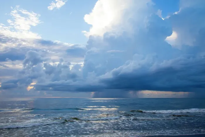 Framed Print : USA, Georgia, Tybee Island. Morning storm along the coast Framed Print : USA, Georgia, Tybee Island. Morning storm along the coast