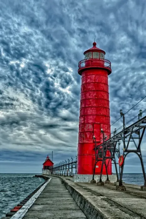 Framed Print : USA, Grand Haven, Michigican, lighthouse Framed Print : USA, Grand Haven, Michigican, lighthouse