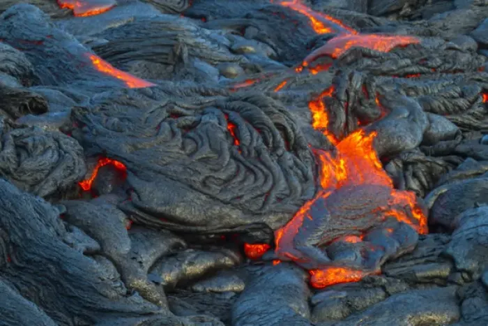 Framed Print : USA, Hawaii, The Big Island, Kilauea. Molten lava hardening
